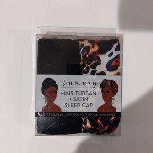 NEW Luxury Hair Turban and Satin Sleep Cap. Lot of Two